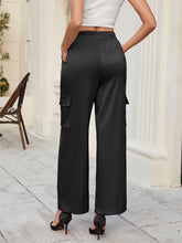 ZAFUL Womens Satin Pants Wide Leg High Waisted Cargo Pants Silky Dressy Casual Slack Trousers